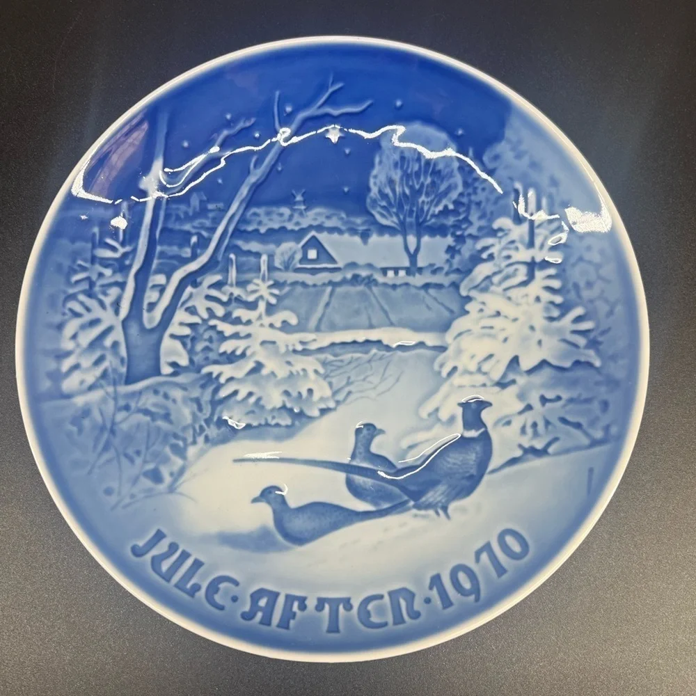 Royal Copenhagen After Christmas Plate 1970 Pheasants In The Snow At Christmas